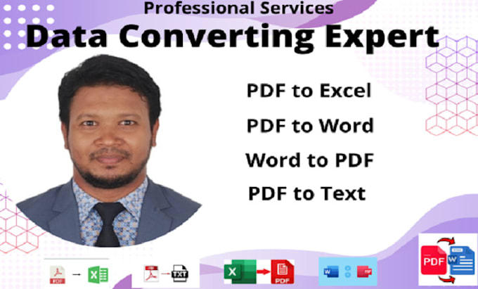 Gig Preview - Convert PDF to excel, PDF to word or data entry job perfect