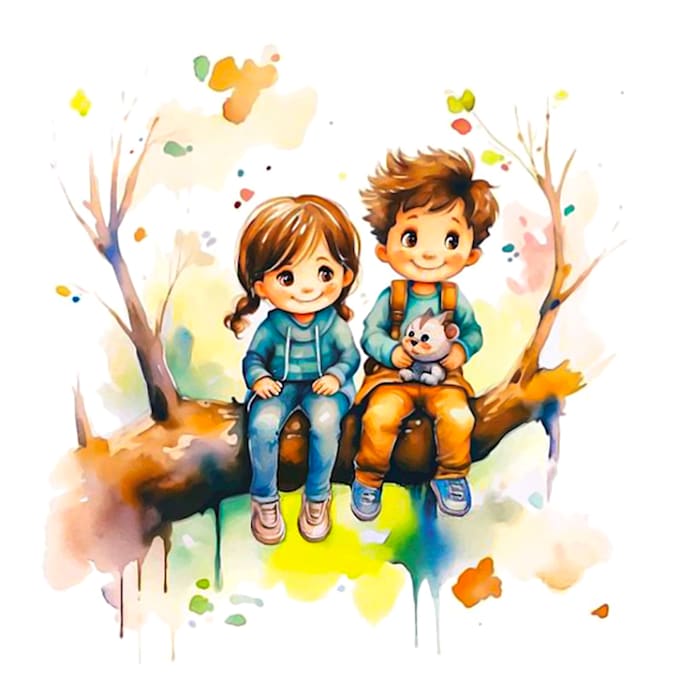 Gig Preview - Do watercolor children story book illustration