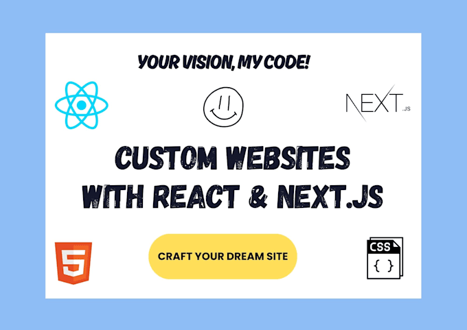 Gig Preview - Create a custom responsive website using react and next js