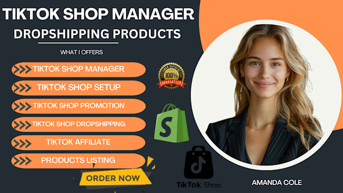 Gig Preview - Create setup tiktok dropshipping shop USA tiktok shop manager tiktok promotion