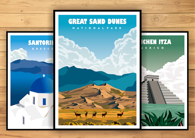 Gig Preview - Design the best retro vintage travel poster