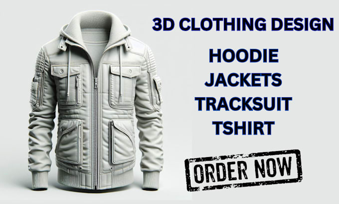 Gig Preview - Design 3d clothing 3d mockup of tracksuit, hoodie, tshirt with 360 rotation