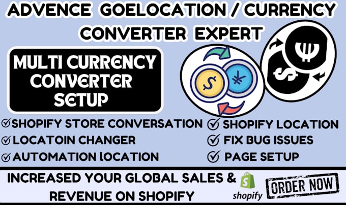 Gig Preview - Setup currency converter location changer geolocation fix bug issues in shopify