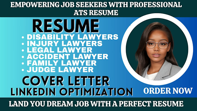 Gig Preview - Do resume for judge, disability, injury lawyers, attorneys in legal professional