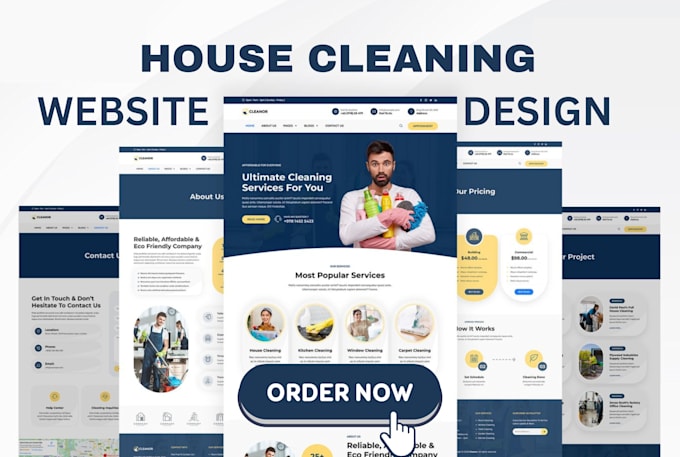 Gig Preview - Build cleaning service website, office cleaning, booking koala, house cleaning