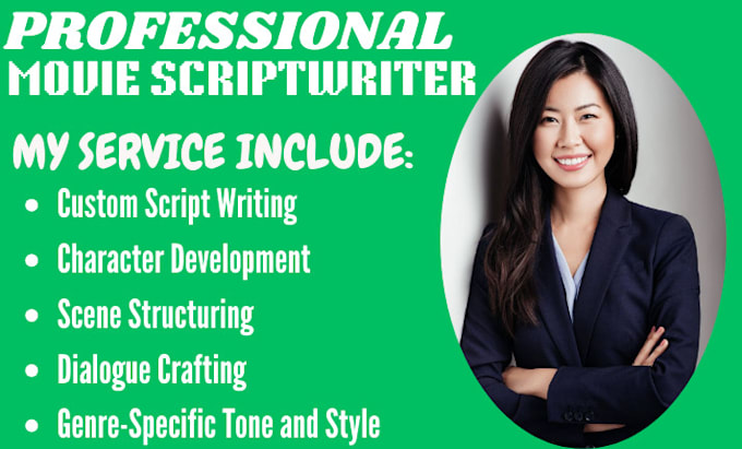 Gig Preview - Write screenplay, film script, movie script with professional script editing