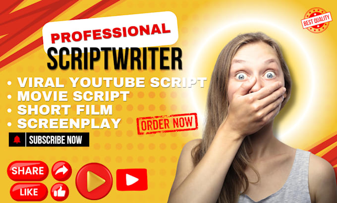 Gig Preview - Be your youtube script writer, video scriptwriter screenplay,movie screenwriting