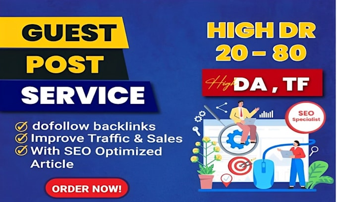 Gig Preview - Do guest post, high da guest post backlinks, SEO guest posting service