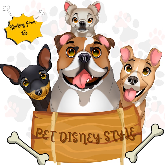 Gig Preview - Draw your beautiful pets like disney style cartoons