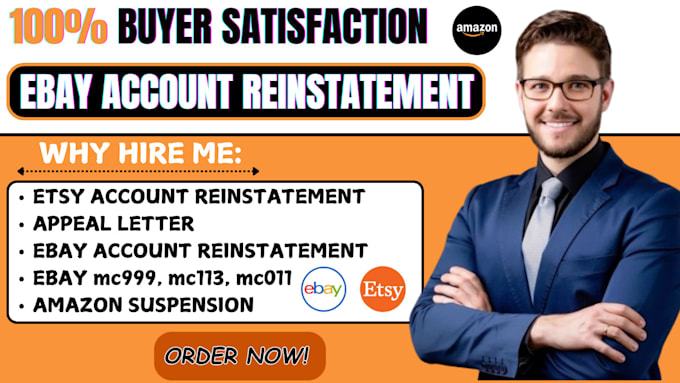 Gig Preview - Reinstate your suspended amazon, ebay, and etsy accounts mc011, mc999,  mc113