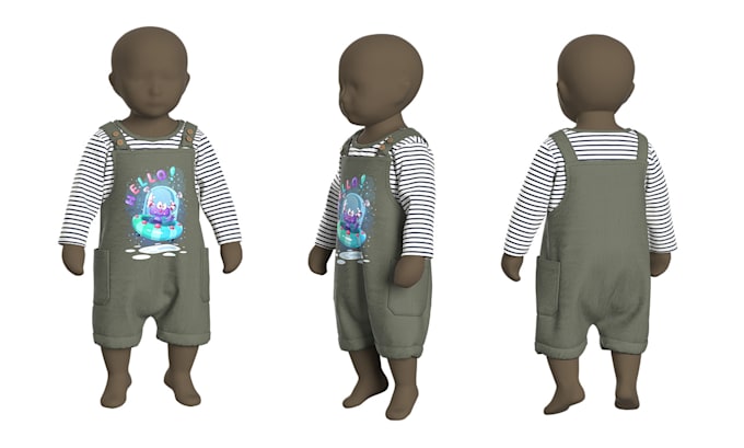 Gig Preview - Deliver realistic 3d babywear and fashion design using clo 3d  marvelous design