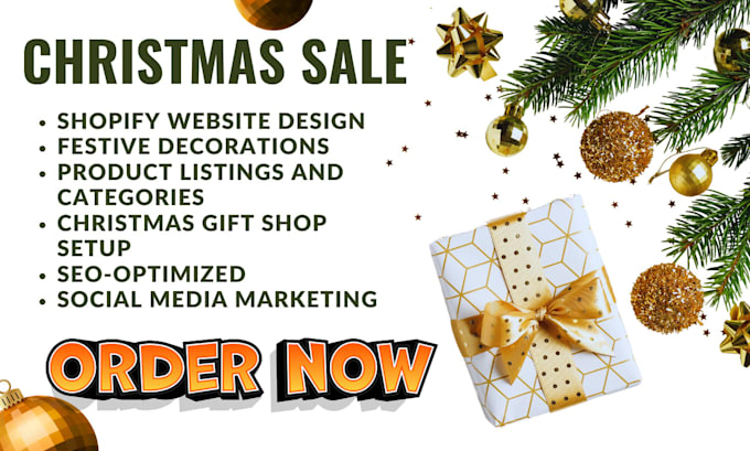 Gig Preview - Design christmas shopify website decorations store shopify christmas gift