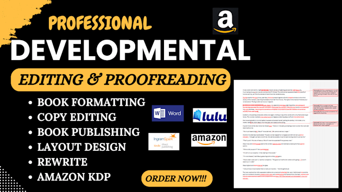 Gig Preview - Edit, format, proofread your book manuscript developmental edit, kdp formatting