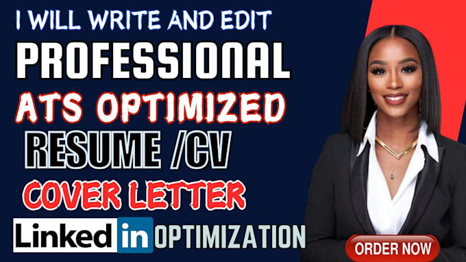 Gig Preview - Write and edit professional ats optimized resume cover letter optimize linkedin