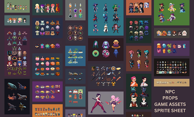 Gig Preview - Do pixel art character animation, scene, tileset background for video game, nft