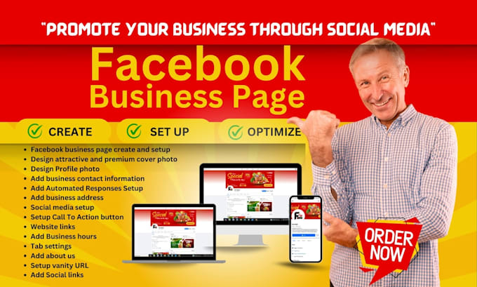 Gig Preview - Do your facebook business page create and setup, social media account setup