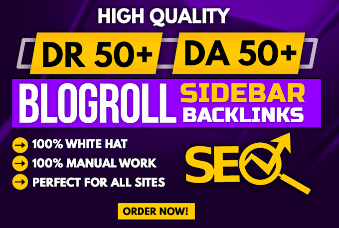 Gig Preview - Do sidebar footer blogroll high da DR 50 SEO dofollow backlinks link building