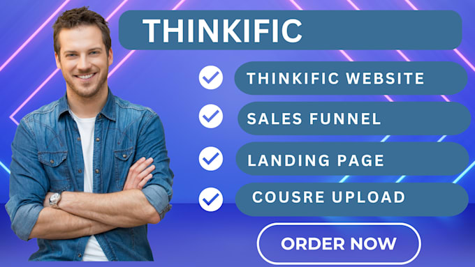 Gig Preview - Design thinkific website, sales funnel, landing page, thinkific course page