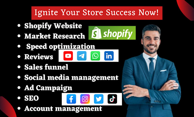 Gig Preview - Be shopify manager 8 figures roi dropshipping social media marketing