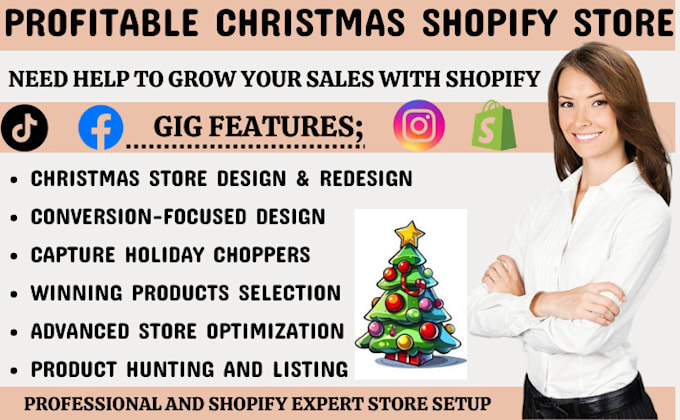 Gig Preview - Build a high converting christmas shopify dropshipping store