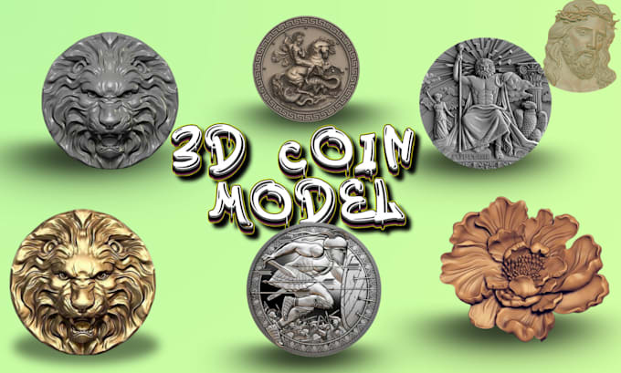 Gig Preview - Sculpt 3d coin cnc bas relief stl design, nft coin 3d medallion for 3d printing