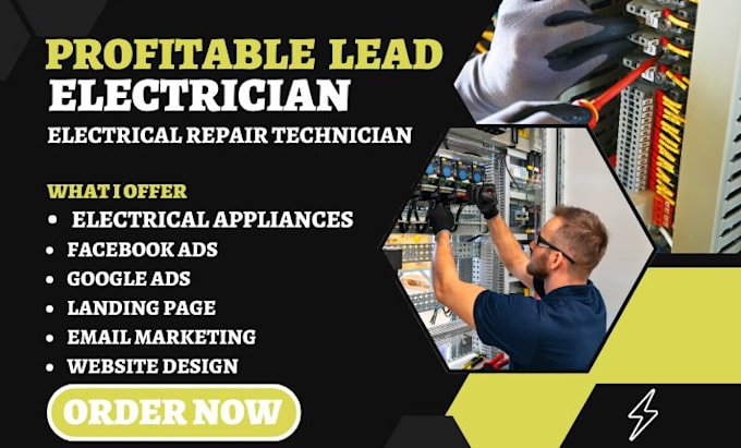 Gig Preview - Generate electrician electrical appliance repair technician contract leads