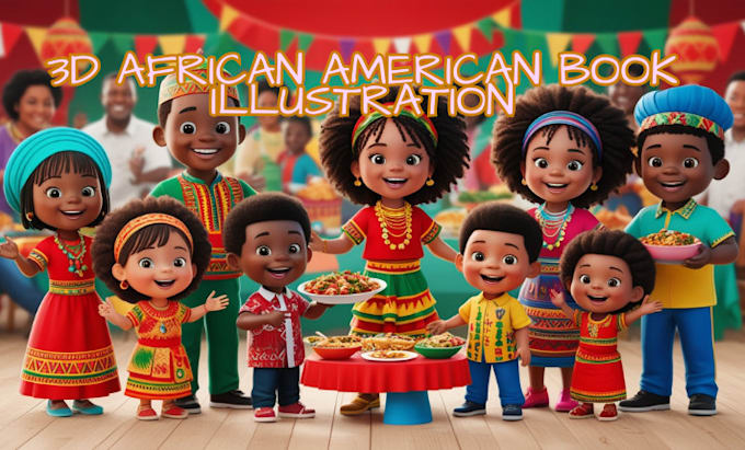 Gig Preview - Design 3d african american children book illustrations kids storybook