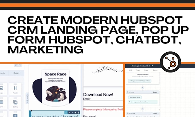 Gig Preview - Create modern hubspot crm landing page, pop up form hubspot, chatbot, marketing