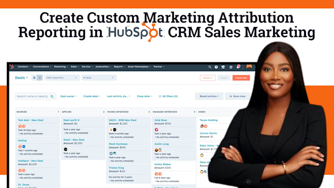 Gig Preview - Create custom marketing attribution reporting in hubspot CRM sales marketing