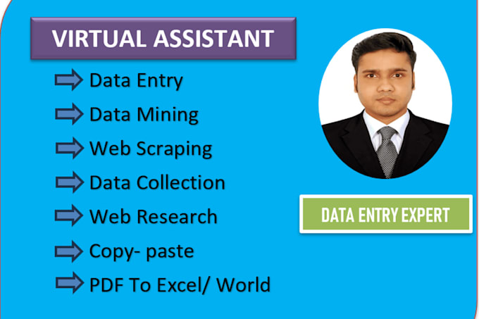 Bestseller - be virtual assistant for data entry, data scraping, web research