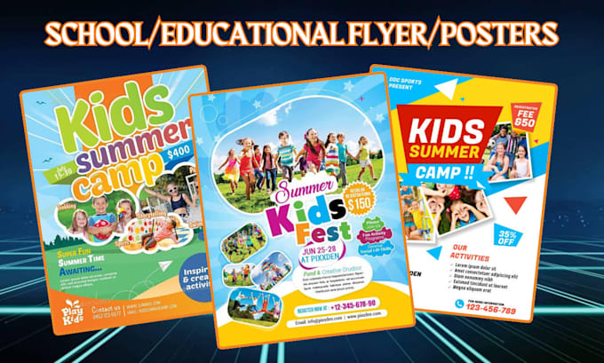 Gig Preview - Design attractive summer camp, school flyer,  graduation, educational posters