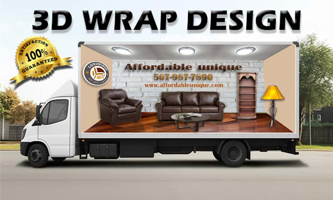 Gig Preview - Design 3d vehicle wrap, food truck, 3d custom vehicle wrap