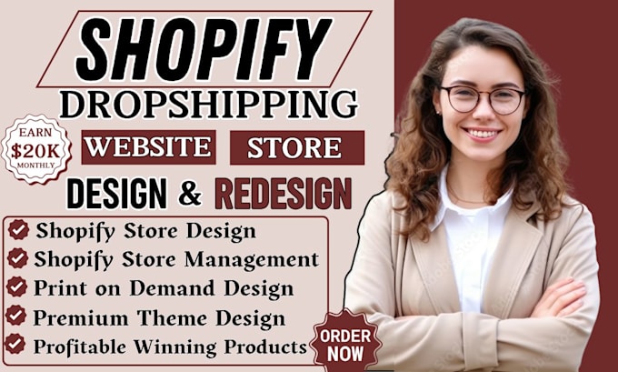 Gig Preview - Shopify store design shopify dropshipping website shopify print on demand