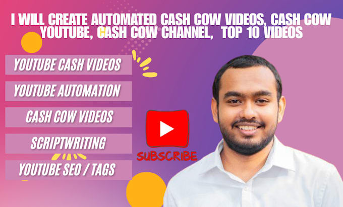 Gig Preview - Automated cash cow videos, cash cow youtube, cash cow channel, top 10 videos