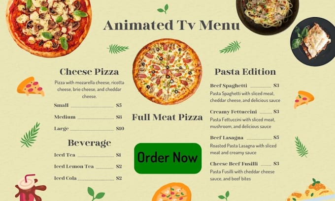 Gig Preview - Design digital sales invoice receipts animated tv menu with cafe menu