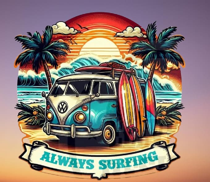 Gig Preview - Creative surfing logo for your business