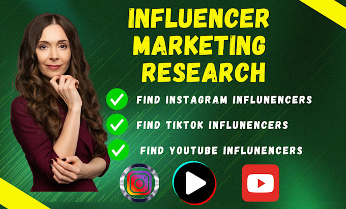 Gig Preview - Find best instagram, youtube, tiktok influencers list for influencer marketing