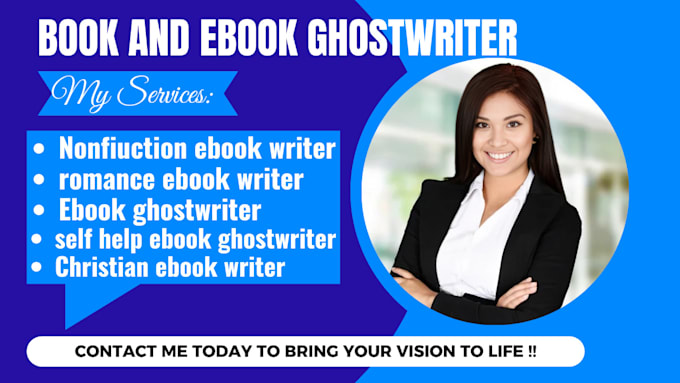 Gig Preview - Be your ebook ghostwriter, amazon kindle ebook writer, ebook writing romance