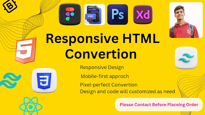 Gig Preview - Convert, customize, or create figma to HTML, react, tailwind responsive design