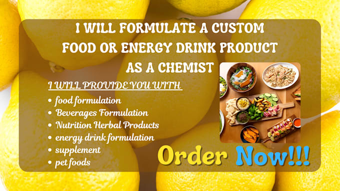 Gig Preview - Formulate a custom food or energy drink product as a chemist