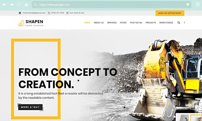 Gig Preview - Create construction equipment rental website, equipment rental website