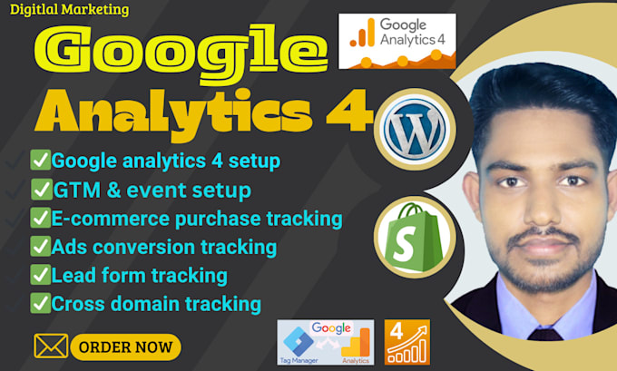 Gig Preview - Setup google analytics 4, ads conversion, events, ga4 ecommerce tracking