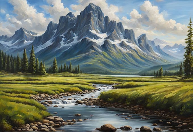 Gig Preview - Paint a realistic digital landscape, oil painting, art