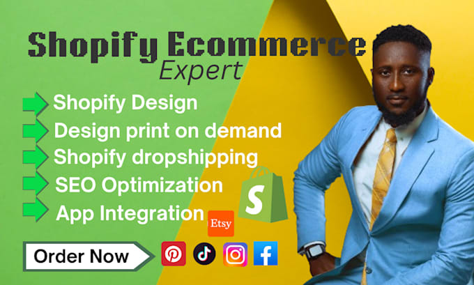 Gig Preview - Do shopify store design redesign shopify website shopify dropshipping etsy rank