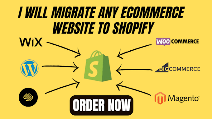 Gig Preview - Migrate wix, squrespace, wordpress, to shopify or any other ecommerce website