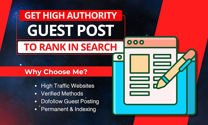 Gig Preview - Write and publish high da guest post with dofollow backlinks