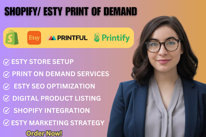 Gig Preview - Create a stunning esty shop with printful and shineon integration