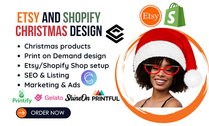 Gig Preview - Shopify etsy christmas print on demand products, print on demand christmas