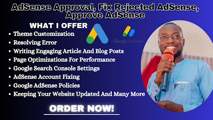 Gig Preview - Google adsense approval, fix rejected adsense adsense approval approve adsense