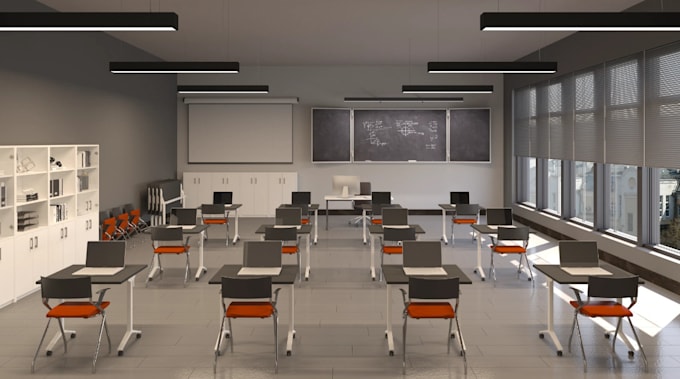 Gig Preview - Design 3d interior modern school,hostel,play ground,3d class room asset, 3ds max